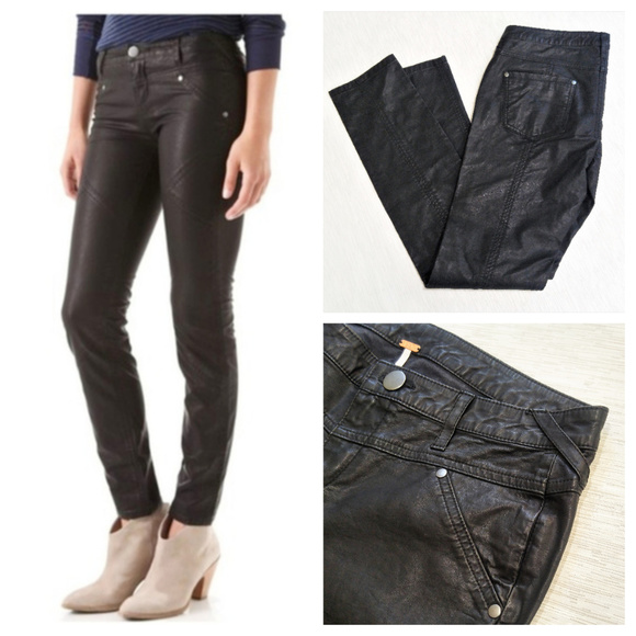 Free People Pants - Free People Faux Leather Black Moto Pants size 4